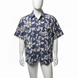 Vintage Tommy Hilfiger Hawaiian Shirt XL Blue Floral Aloha Y2K Coastal Grandpa